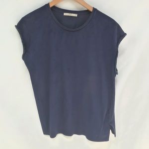 Zara Sleeveless T Shirt. Blue. Medium